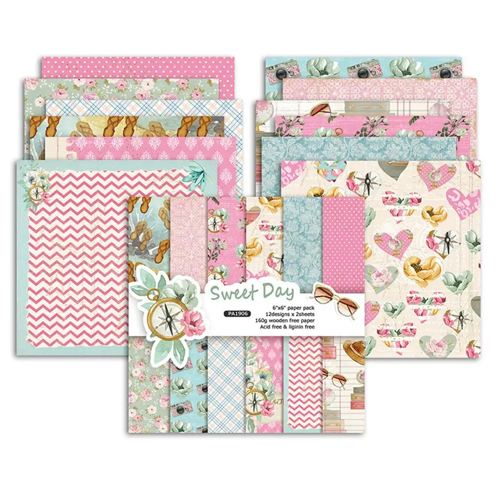 24 Sheets Scrapbooking Packs Paper Origami Art Scrapbook Paper Crafts Diy Photo Album Background Pads Paper Card Making Craft Paper Aliexpress