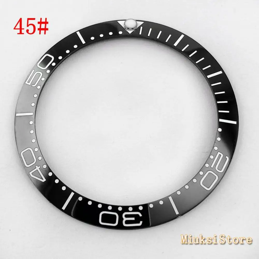 45 Parnis 38mm black blue white green Ceramic/Titanium Bezel insert for 40mm case Watch accessories bezel - Цвет: 45