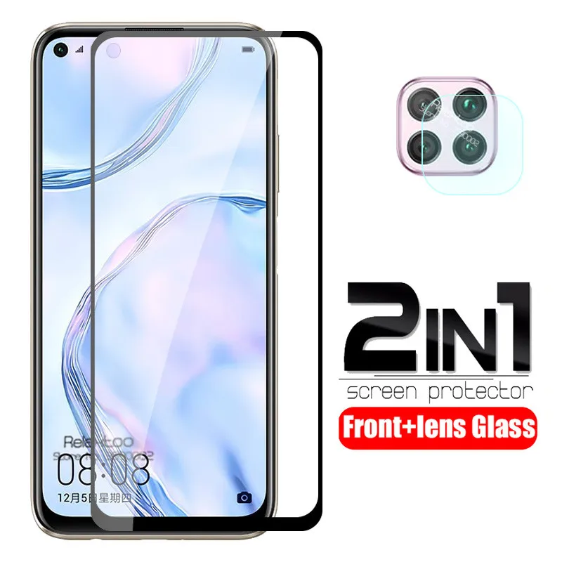 

2 in 1 Full cover camera lens protective Glass For huawei p40 lite p 40 light p40lite 40lite screen protector safety armor Film