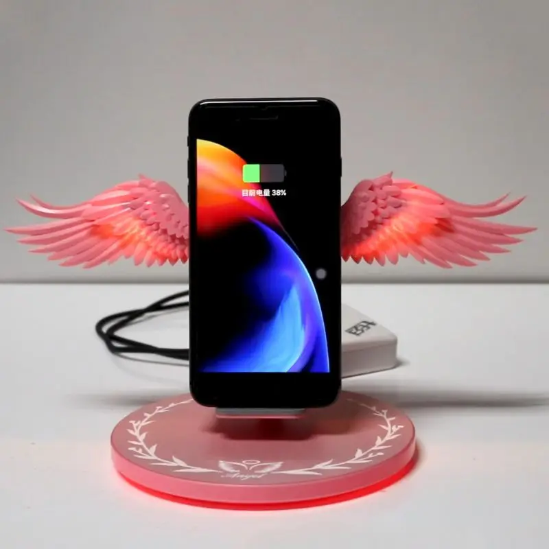 10 Вт светодиодный беспроводной держатель для мобильного телефона iphone с крыльями ангела