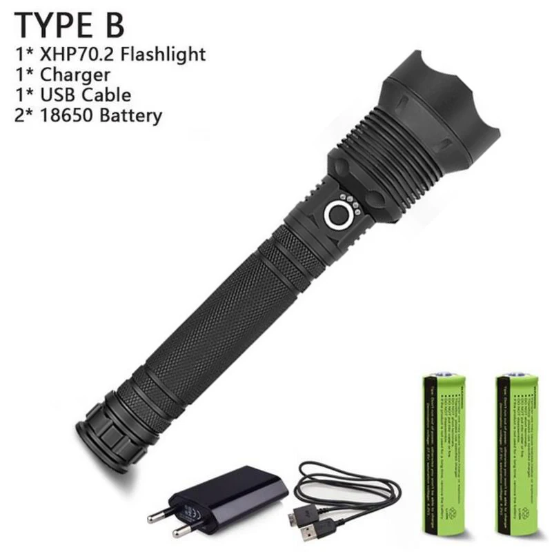Xhp70 b Светодиодный фонарик самый мощный фонарик светодиодный фонарик USB xhp70 xhp50 фонарь охотничья лампа ручной фонарик 90000 люмен факел - Испускаемый цвет: Xhp70 b