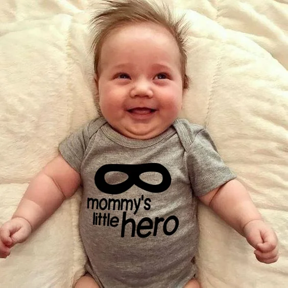 Летние шорты с длинными рукавами детский комбинезон «Mommy's Little Hero с принтом букв комбинезон Одежда для новорожденных Детские костюмы