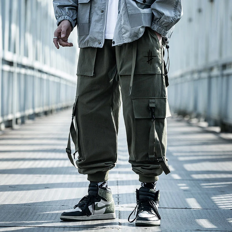 11 BYBB'S DARK Cargo Pants Men Hip Hop Tactics Joggers Trousers Elastic Waist Ribbon Fahsion Harajuku Streetwear Pant Male WB579 5
