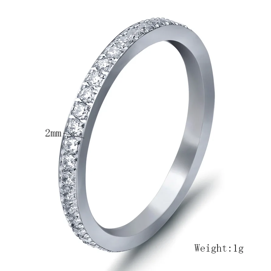 Fashion And Personality Simple Classic Style Full Circle Zircon Women's Titanium Steel Ring Hot Selling