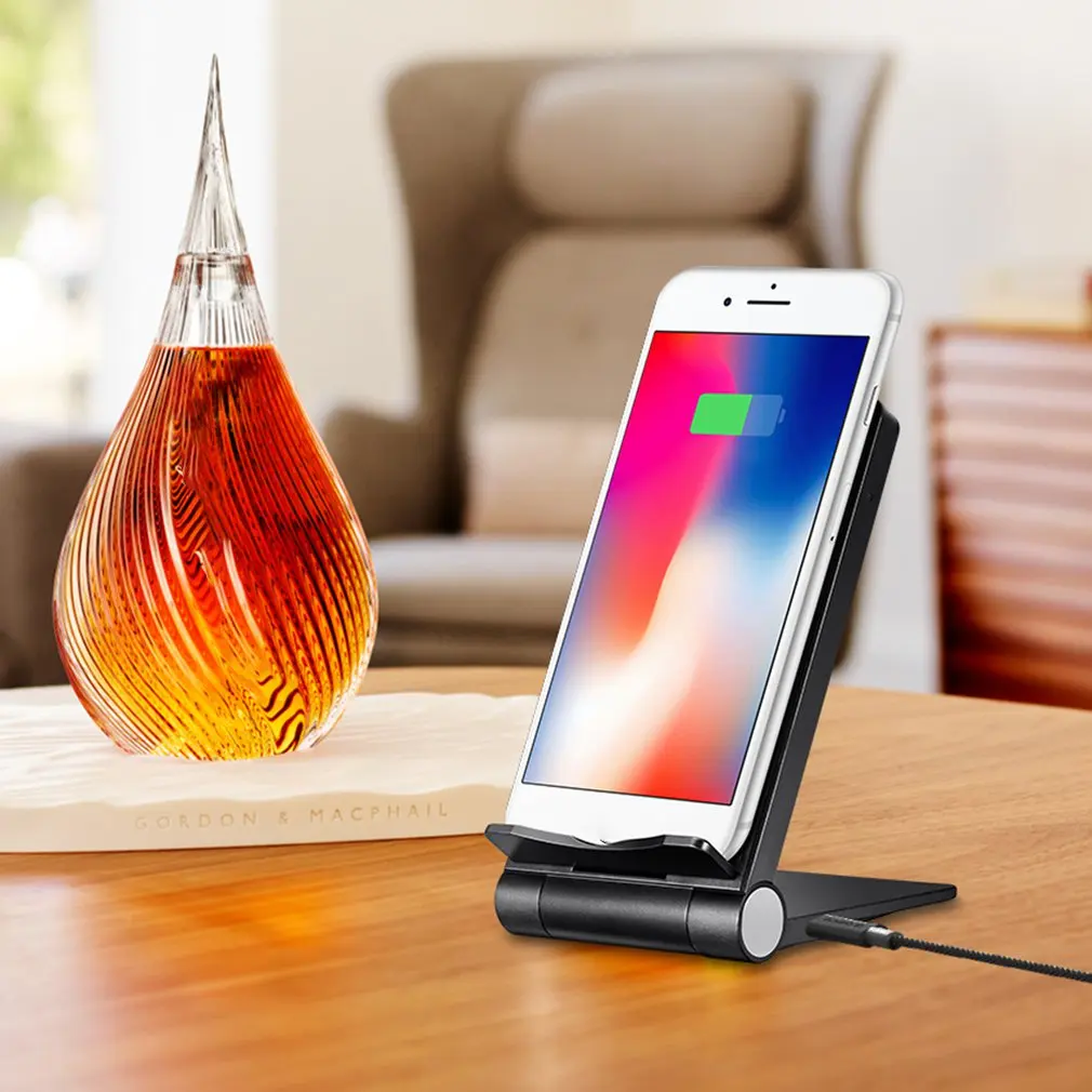 Qi Беспроводной зарядник Быстрая зарядка для iPhone X samsung Galaxy S9 мобильный телефон зарядное устройство для телефона с подставкой