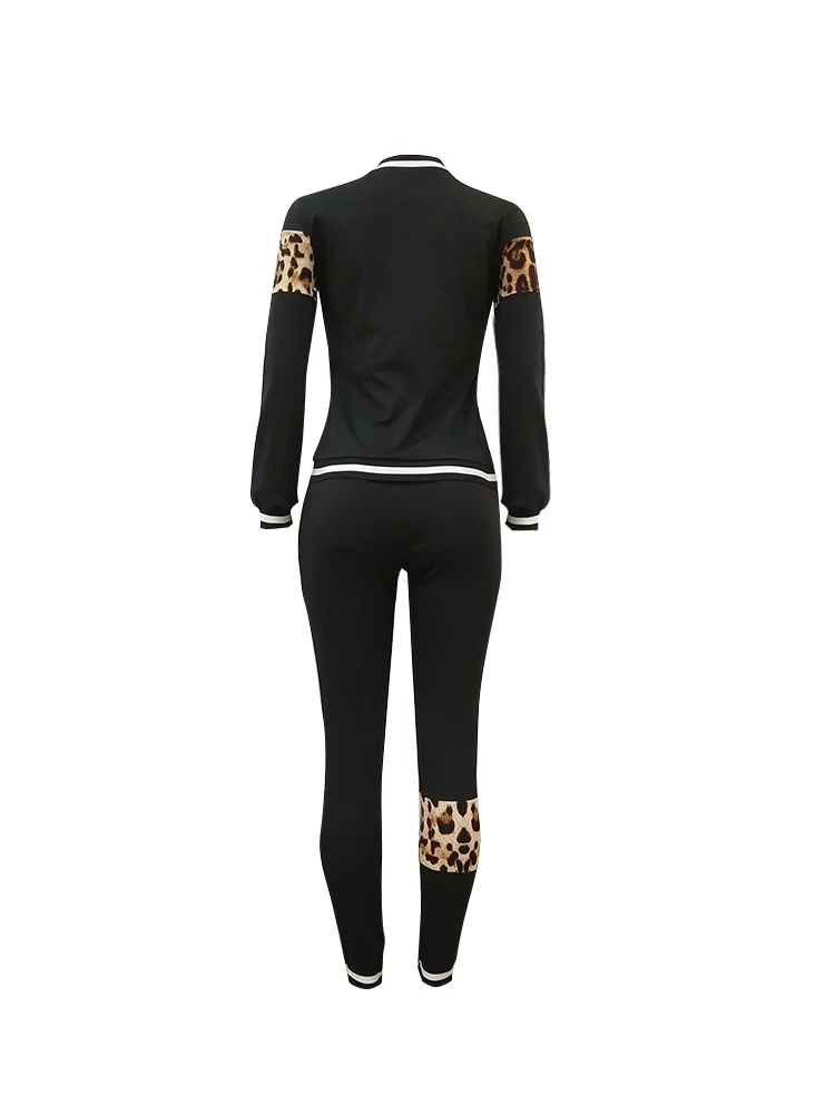 Осенне-зимний женский комплект с леопардовым принтом, толстовка с длинным рукавом, штаны, костюм, уличная одежда, комплект из двух предметов, спортивный костюм CM611