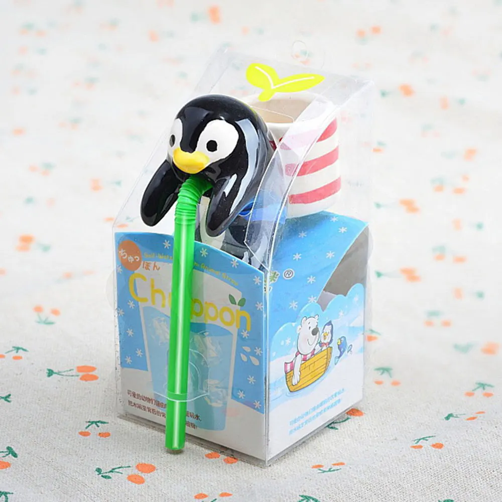 penguin Керамические Бонсай, соломенные украшения, животный горшок для растений, подарок для питья, мини комнатное растение, поглощение воды, домашний декор, милые семена - Цвет: penguin
