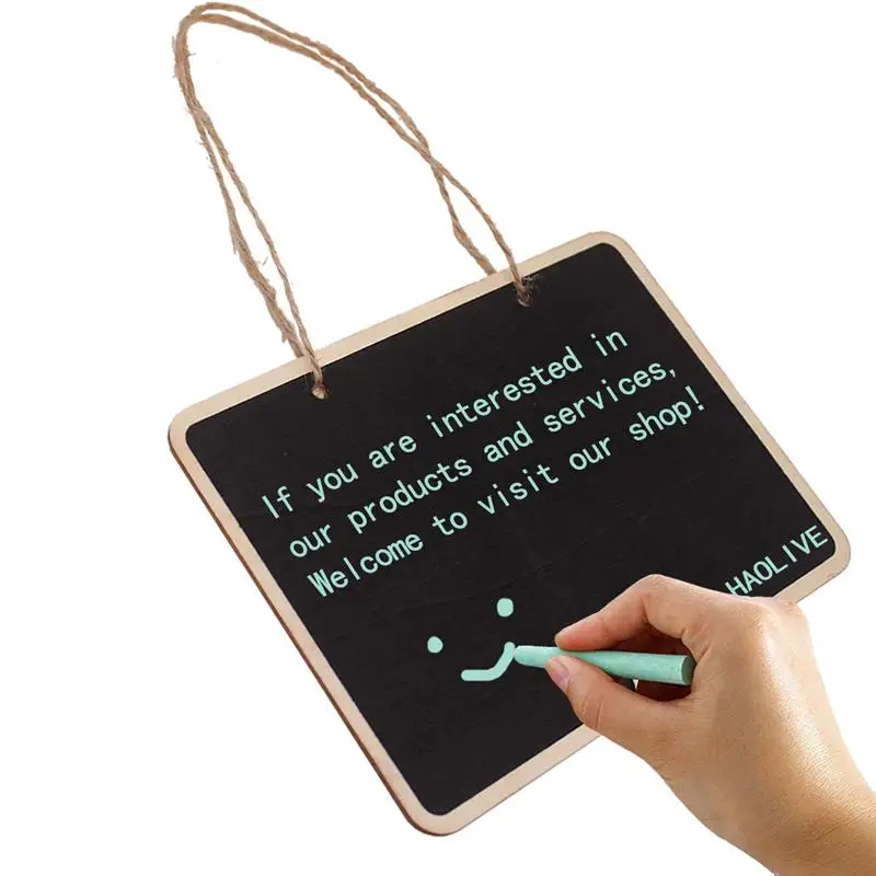 4PCS Mini Chalkboards Rectangular Hanging Blackboard Double Sided Chalkboard Wedding Party Table Number Place Tag Message Board
