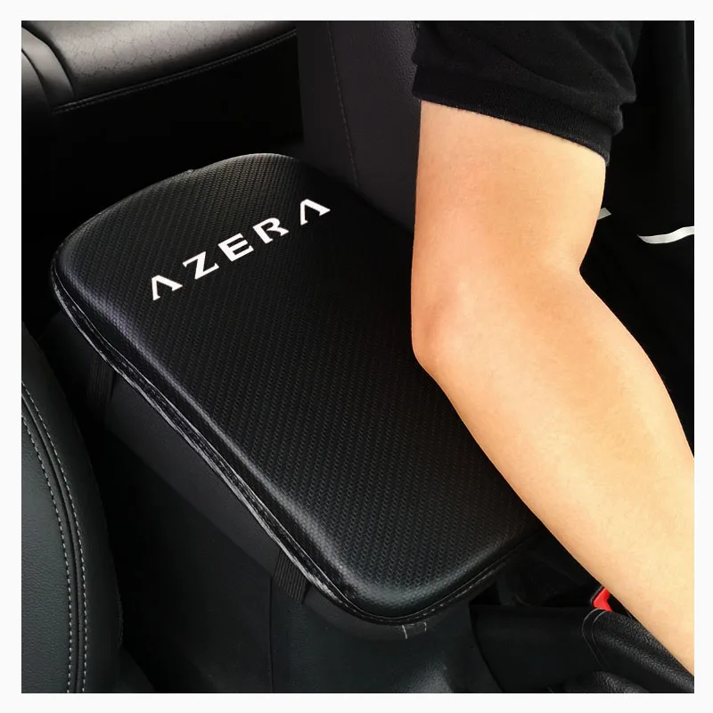 Углеродное волокно текстура из искусственной кожи автомобильный подлокотник защита для хранения подушки для hyundai Azera