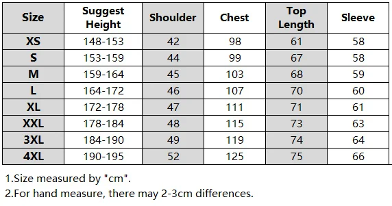Size for jacket new