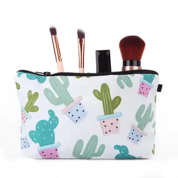 

Travel Cosmetic Bag Cactus Makeup Case Women Zipper Hand Holding Make Up Handbag Organizer Storage Pouch Toiletry Wash Bags