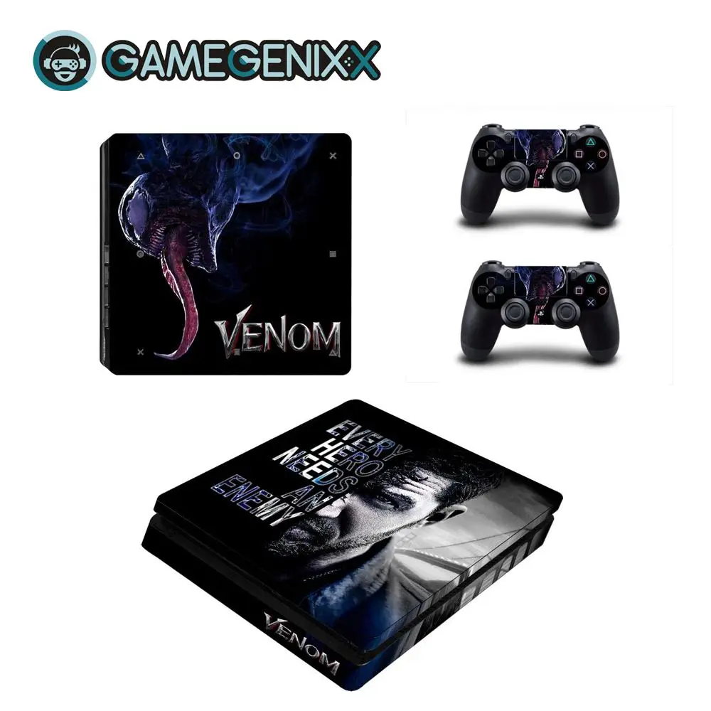 GAMEGENIXX Кожа Наклейка Защитная Наклейка Обложка полный набор для PS4 Slim консоли и 2 контроллеров-Веном