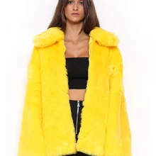 Зима Осень женские желтые мягкие куртки из кроличьего меха теплые с отложным воротником меховые пальто больших размеров поддельная меховая верхняя одежда D502