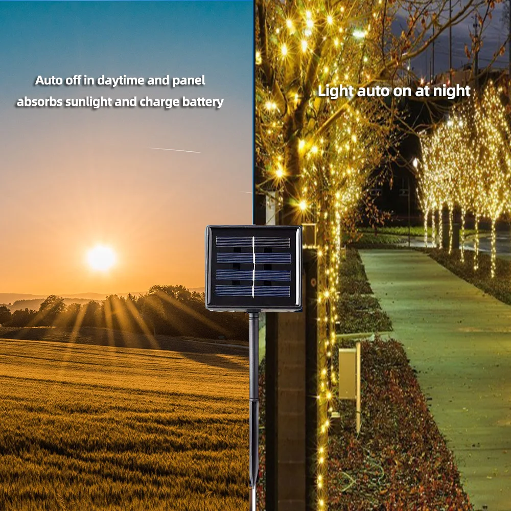 Kaufen 50 100 200 Led Solar Lichter Im Freien Wasserdichte Fee Urlaub Lichter Girlanden Weihnachten Baum Solar Kette String Garten Dekoration