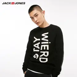 JackJones Осенняя мужская шерстяная вышитая буква свитер с круглым вырезом Топ 218324535