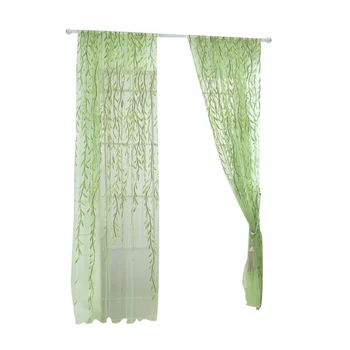 

Transparent Tulle Window Sheer Window Screen Rod Pocket Voile Curtains with Wicker Pattern for Bedroom Living Room 100x200cm (Gr