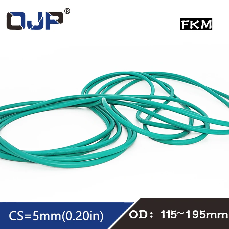 1PC Rubber Ring Green FKM O ring Seal CS5mm OD115/120/130/140/150/155/170/195mm O-Rings Gasket Oil ORing Fuel Washer | Обустройство