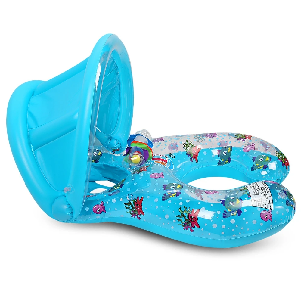 Inflatable Mother Baby Swim Float Ring Kids Seat Double Person Swimming Soft Ring Swimming Circle (2)