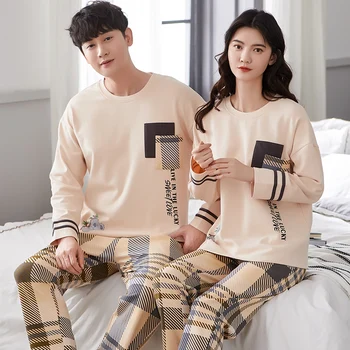 

Foply Lovers Pyjamas 100% Cotton Pajama Full Sleeve Sets Cartoon Couple Pajamas For Women Sleepwear Sets Winter Pijama Mujer