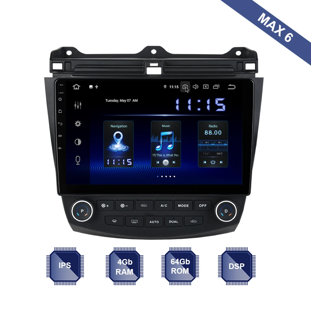 Android 9,0 2 Din gps для Honda Accord 7 2003 2004 2005 2006 2007 автомобиль радио PX6 DSP ips HDMI 4 Гб+ 64 Гб RDS Wi-Fi USB карта Carplay