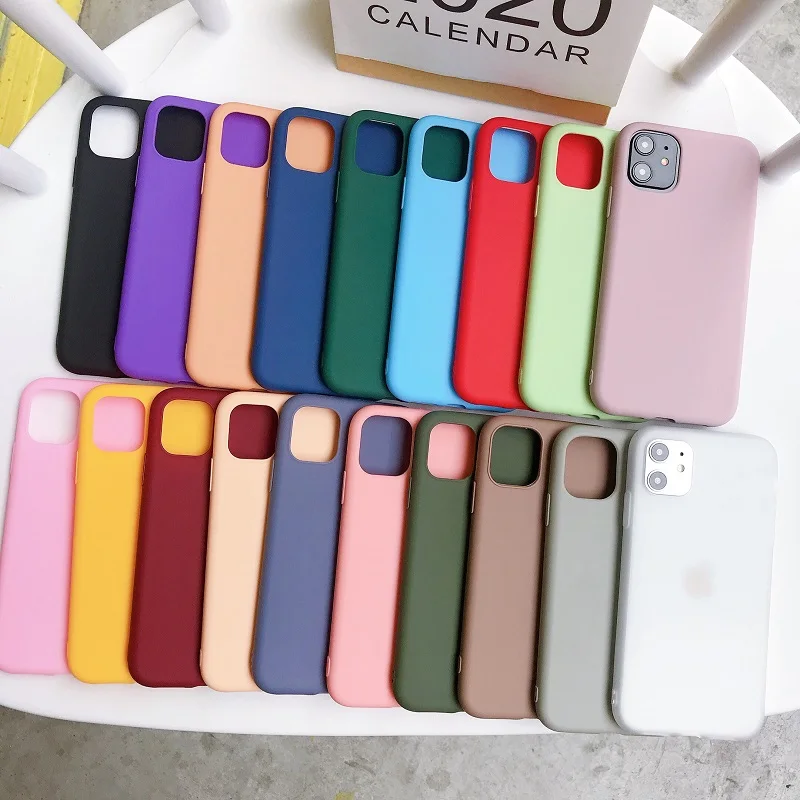 Simple solid color series mobile phone case for iPhone 6 6S 7 8Plus X XR XSMAX 11 11Pro 11Promax TPU soft silicone back cover |