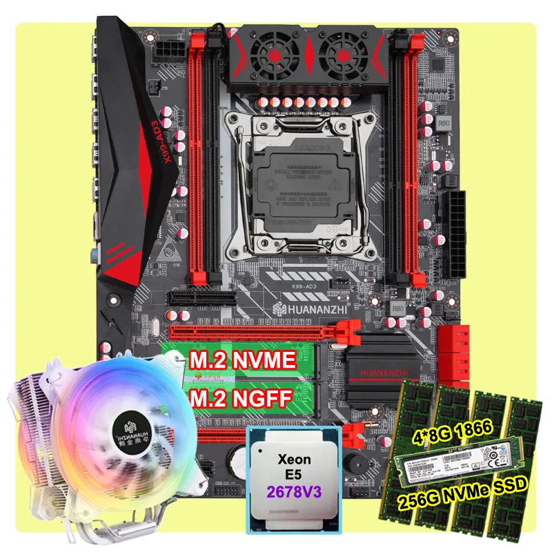Новое поступление HUANANZHI X99-AD3 V3.0 материнская плата комбо с 256G NVMe SSD cpu Xeon E5 2678 V3 с охладителем ram 32G(4*8G) 1866 RECC Новое поступление HUANANZHI X99-AD3 V3.0 материнская плата комбо с 256G NVMe SSD cpu Xeon E5 2678 V3 с охладителем ram 32G(4*8G) 1866 RECC