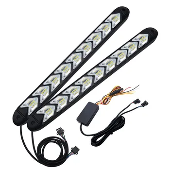 

2PCS LED Car DRL Daytime Running Light Waterproof Auto Dynamic Streamer Headlight Turn Signal Lights strip lighting Universal