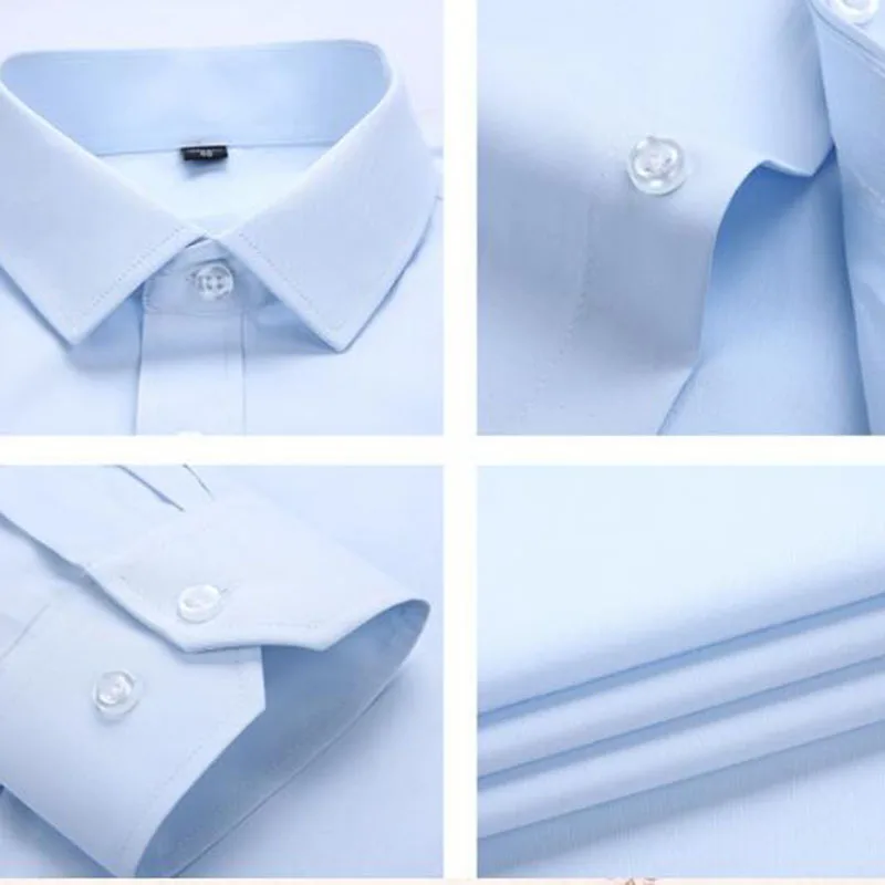 Мужские рубашки с длинными рукавами, не нуждается в глажке, Camisa, дышащие, удобные, твил, однотонные, яркие цвета, воротник, ткань