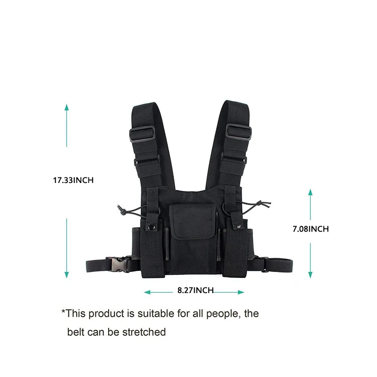 Nylon Tactical Vest Military Outdoor Radio Harness Walkie-talkie Hand Vest Chest Rig Pack Pouch Rescue Security Duty Chest Bag
