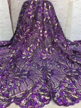 

Sequins Lace Fabric High Quality African French Tulle Lace Fabric Embroidery For Sequins Lace Nigeria Party