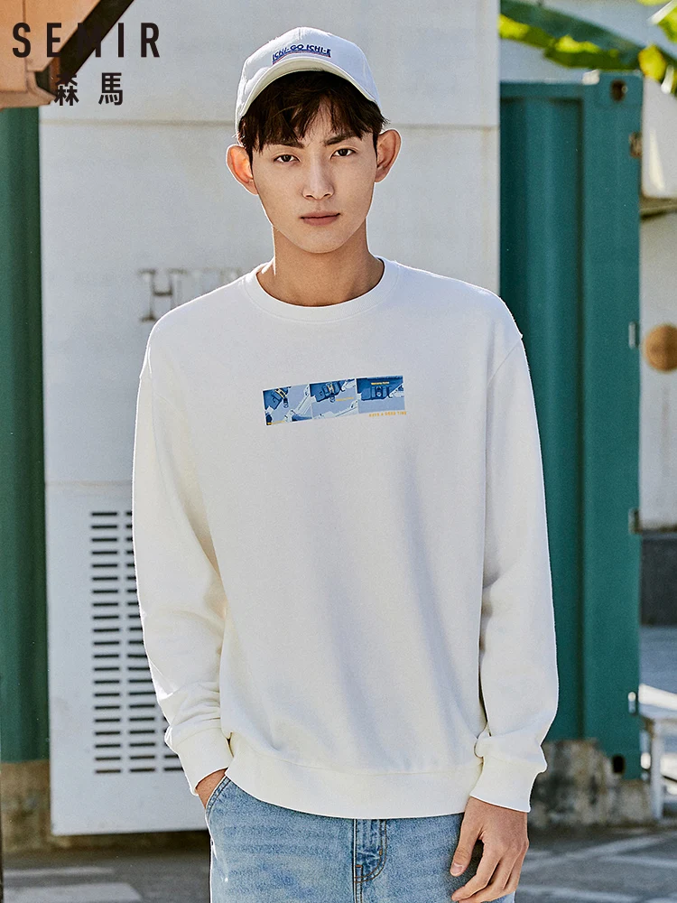 SEMIR Round Neck Sweatshirt Men Printed Sweatshirt Spring 2020 New Man Cotton Loose pullover Top Trend hoodies SEMIR Round Neck Sweatshirt Men Printed Sweatshirt Spring 2020 New Man Cotton Loose pullover Top Trend hoodies