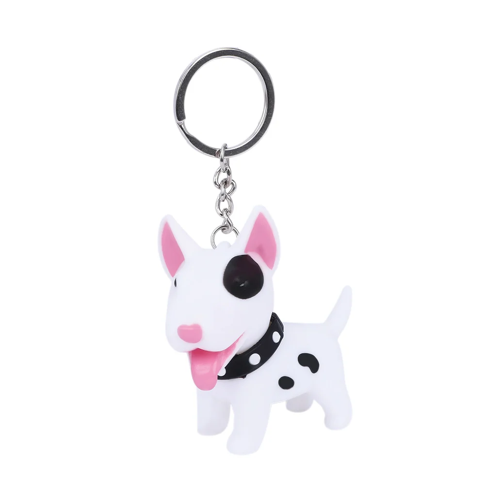 Брелок с симпатичной собакой фигурка кукла, игрушка из ПВХ брелок держатель Шиба ину бультерьер отличный подарок для автомобиля аксессуары - Цвет: white