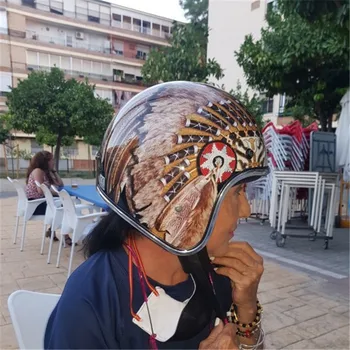 

New arrival Motorcycle open face helmet vintage scooter half helmet Women's retro motorbike helmet Men's moto casco