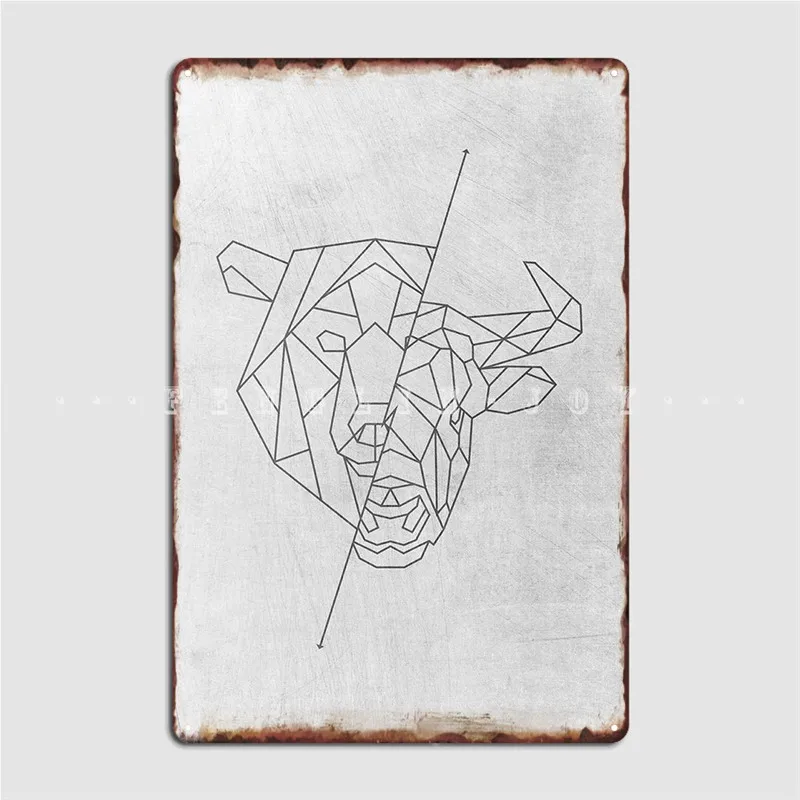 Bull And Bear Stock Market Poster Targa In Metallo Club Home Targhe Vintage Home Tin Sign Poster