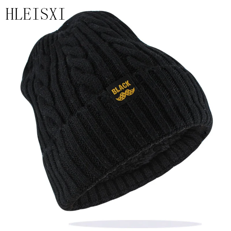 

Men Winter Warm Hat New Fashion Adult Unisex Knitted Casual Beanies Skullies Cotton Wool Hats Brand Outdoor Solid Gorros