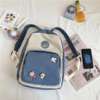 

Fashion Waterproof Nylon Backpack Cute Women Kawaii School Bag Student Girl Backpack Patchwork Female New Bag Book Ladies Brand