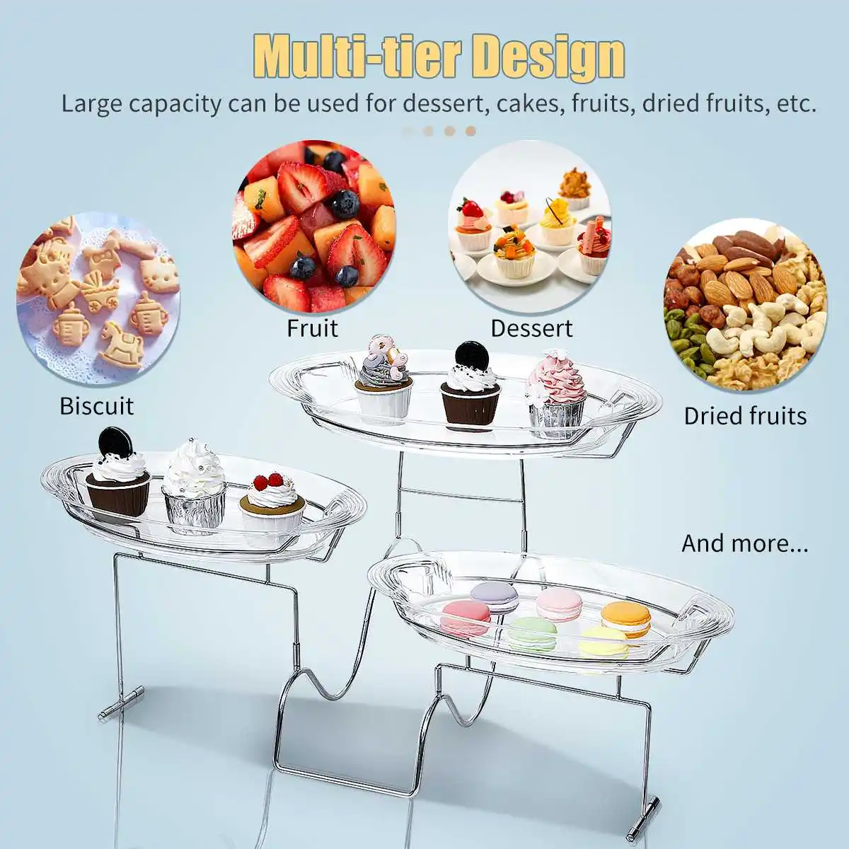 Christmas 3 Trays Cupcake Cake Stand Set Dessert Display Holder Snack Plate Container Home Wedding Decorations New Year Party