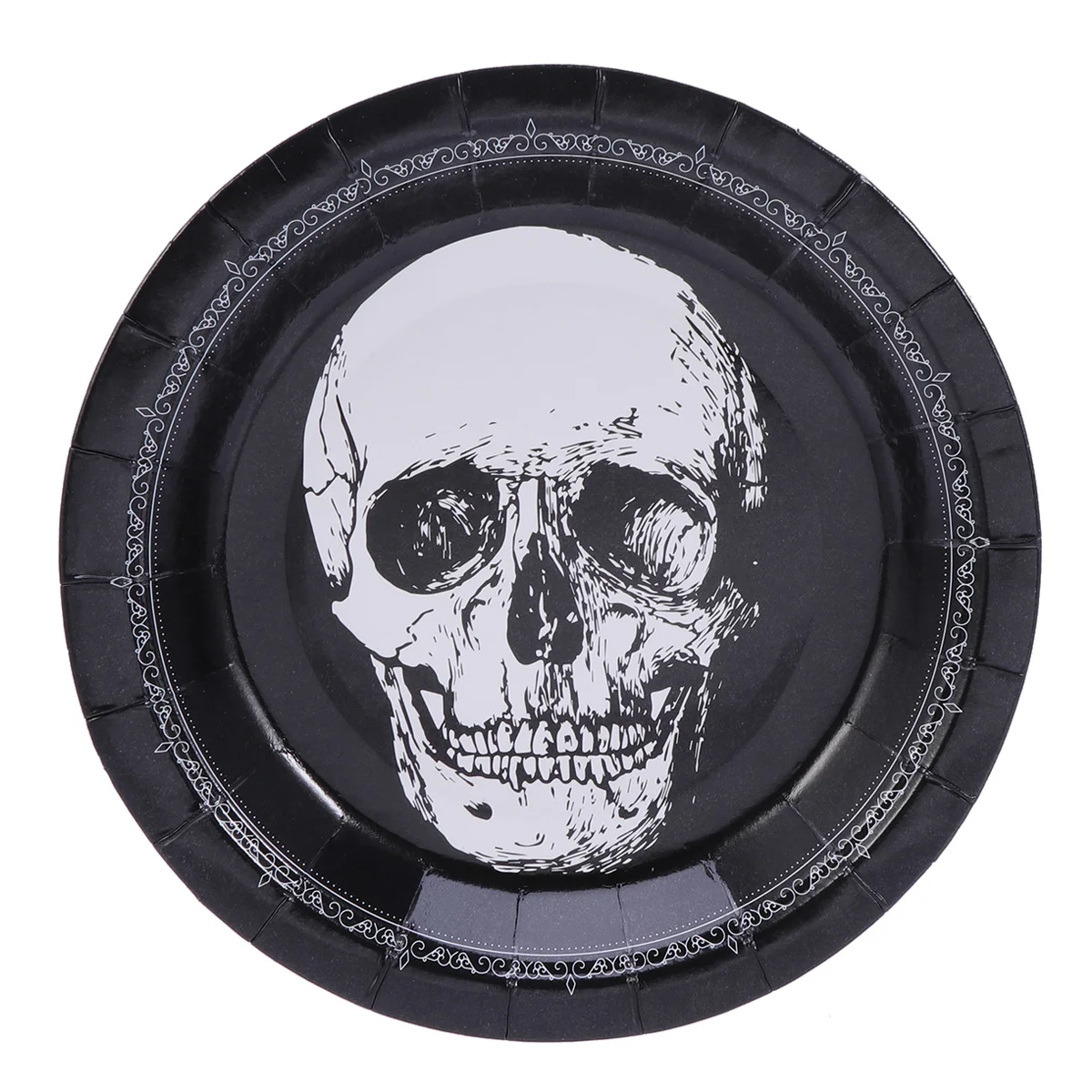 

20 pcs Disposable Plates Party Scary Skull Pattern Round Halloween Tableware Paper Plate for Carnival Dinner Banquet