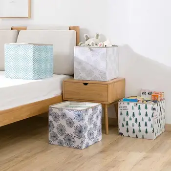 

Large Linen Folding Cloth Storage Bins Kids Toy Storage Box Desktop Storage Basket Without Cover Wardrobe Clothes Storage Box