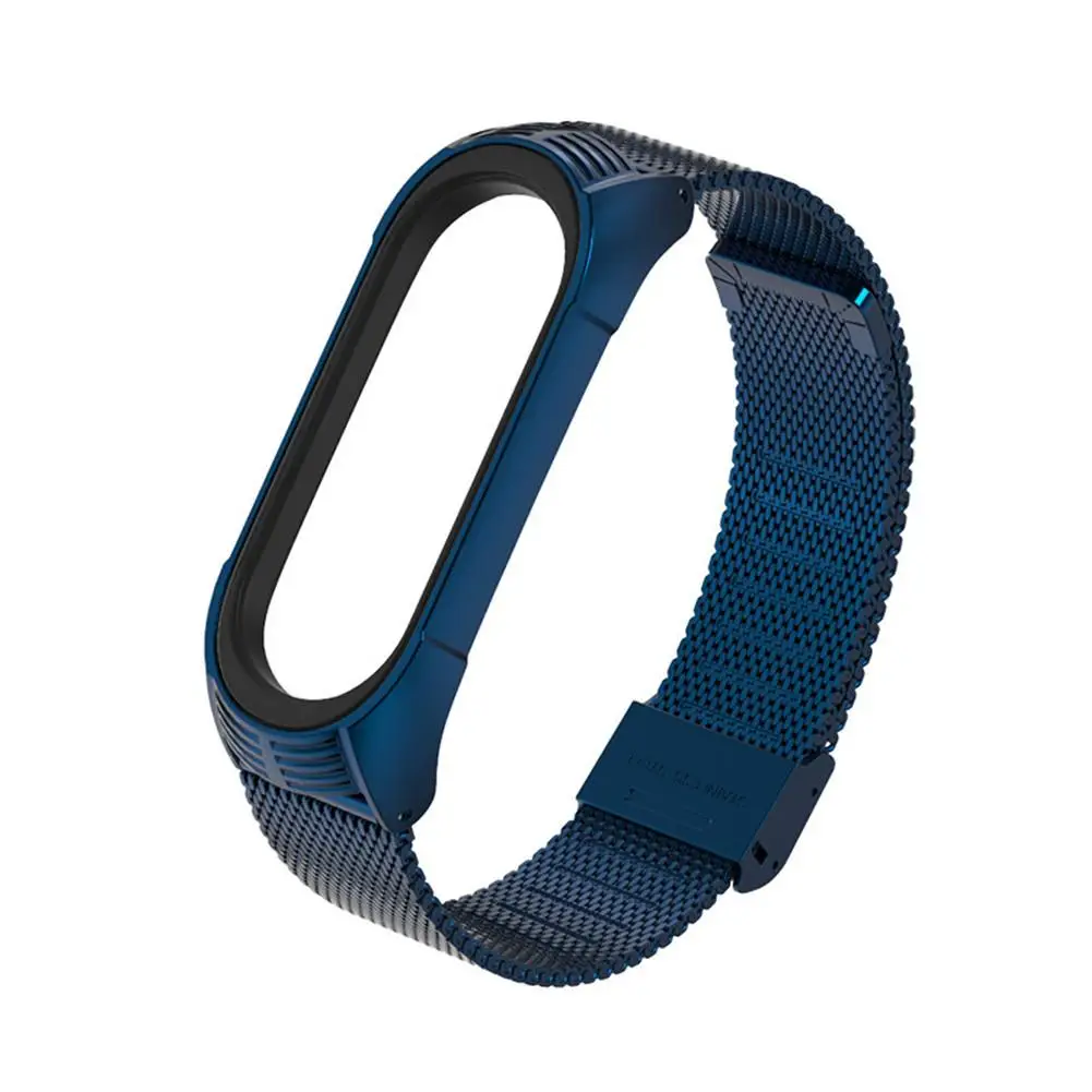 Сменный металлический ремешок для mi Band 4 Xiao mi lano браслет с пряжкой mi Band 4 браслет mi Band 3 World NFC Браслет - Цвет: Blue