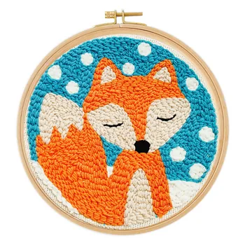 

21cm DIY Knitting Wool Rug Hooking Kit Handcraft Woolen Embroidery Creative Gift with Embroidery Frame SKC Punch Needle - Fox