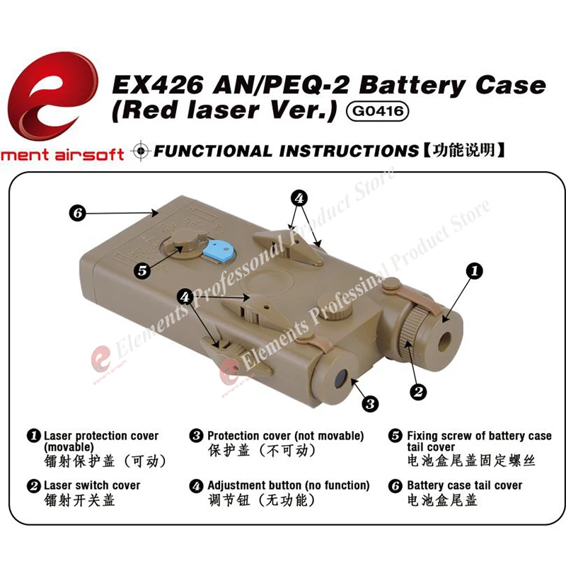Element Airsoft AN/PEQ-2 чехол для батареи манекен Охотничьи Аксессуары оружие красный лазер нет функции PEQ 2 Коробка EX426