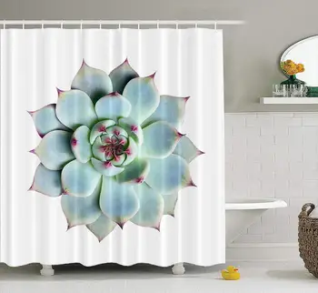 

Succulent Shower Curtain, Waterproof Bathroom Shower Curtains Succulent Plant White Cactus Shot Studio Color Bathroom Set