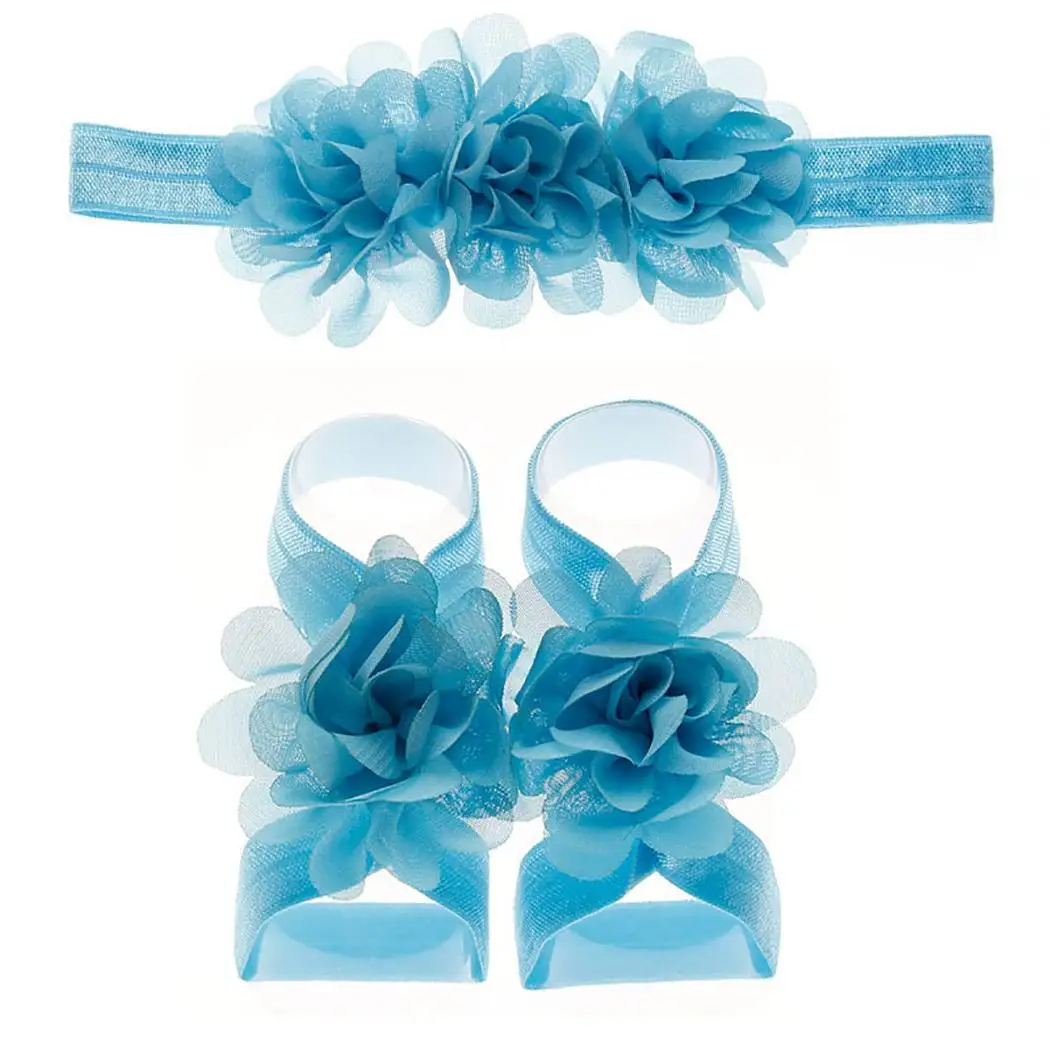

Baby Wear Chiffon Flower Headbands Foot Fashion Flower Sandal Set Casual, Party Photography Children Props