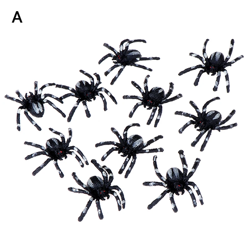 10pcs Prank Lifelike Spider Funny Trick Toys For Halloween Party House Decor Random Color Baby Novelty Toys - Цвет: 1