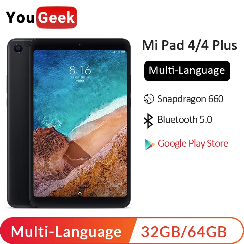 

Xiaomi Mi Pad 4 MiPad 4 Plus PC Tablet 8" 10.1" Snapdragon 660 Octa Core Large Screen 1920*1200 13.0MP +5.0MP 4G Android Tablets