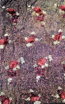 

embroiderd lace fabric CiCi-9.9802 with sequins beautiful Nigerian sequins lace fabric for party dress