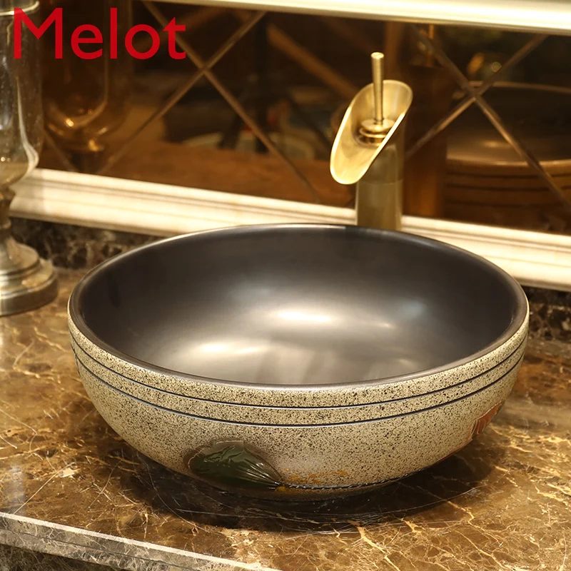

Chinese Style Retro Ceramic Table Basin Circle and Creative Antique Wash Basin Art Basin Bathroom Wash Basin