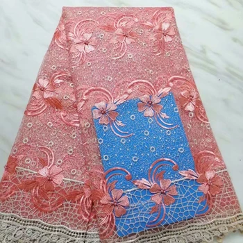 

Latest design african cord lace fabric 2019 high quality french tulle lace fabric with stones embroidered net lace fabric