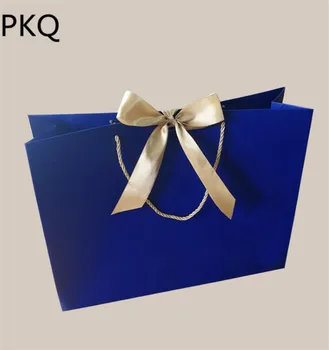 

15Pcs/lot Large Clothes Packing Bag Present Paper Bags with handle Ribbon Shopping Bag Boutique/Cosmetic Package Bags 32x25x11cm